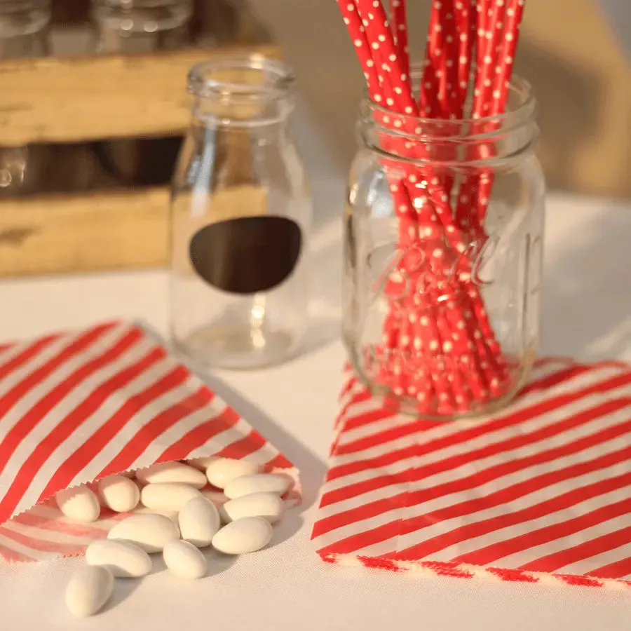 Red Striped Paper Treat Bags