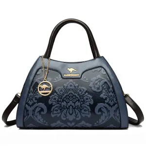 Regal Embossed Leather Tote Handbag