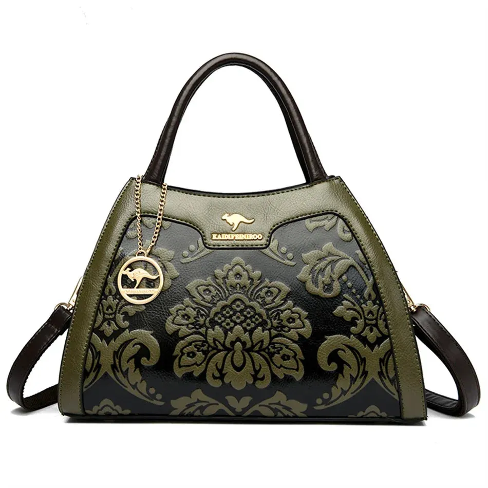 Regal Embossed Leather Tote Handbag