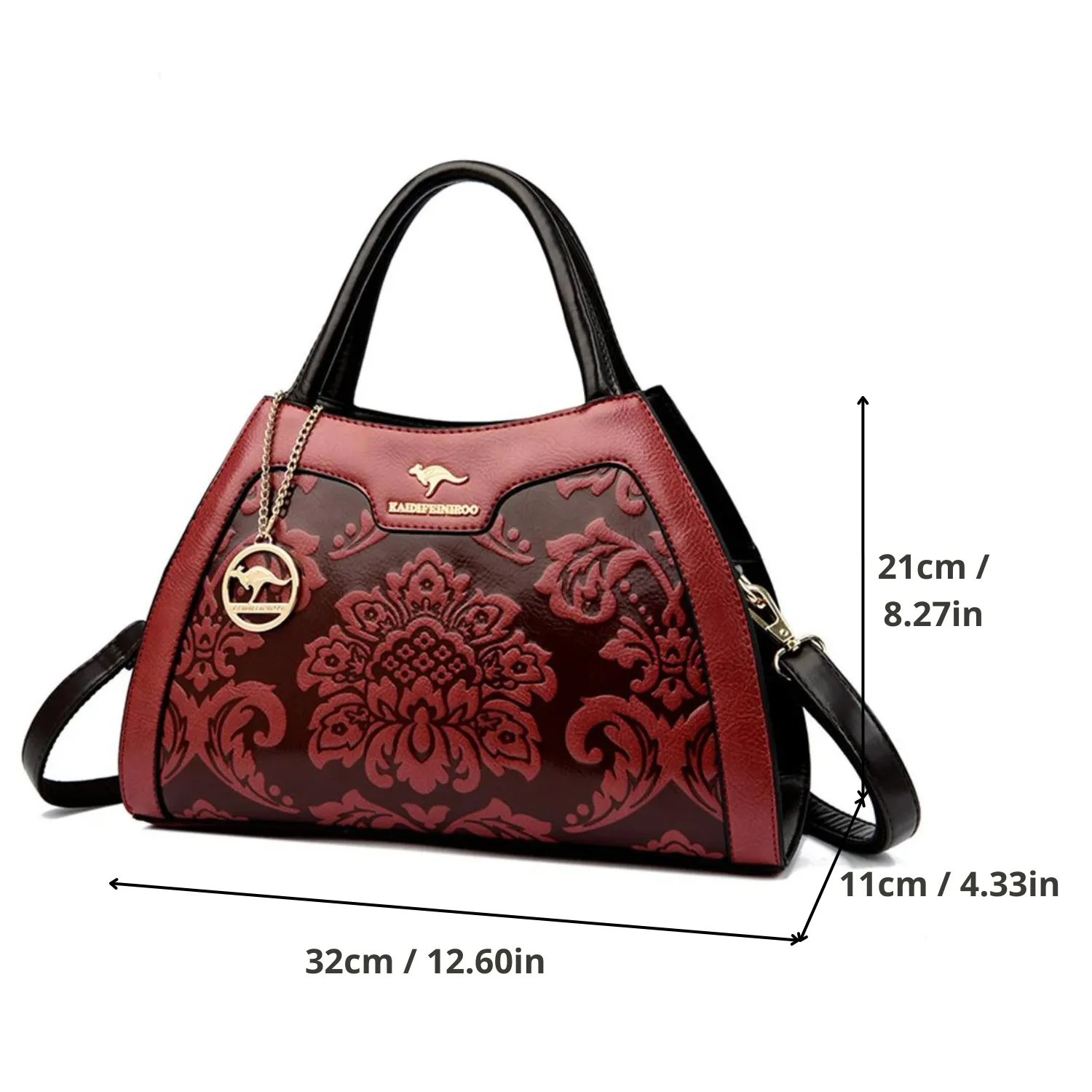 Regal Embossed Leather Tote Handbag