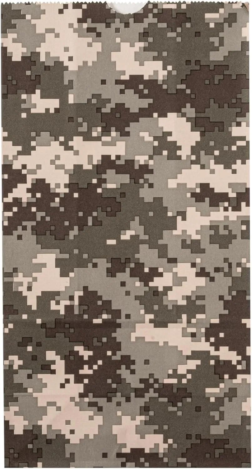 Restaurantware Bag Tek 6 LB Disposable Lunch Bags 100 Sturdy Take Out Bags - Flat Bottom Great For Restaurants Cafes And Bakeries Camouflage Paper Popcorn Bags Versatile For Grocery And More