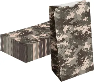 Restaurantware Bag Tek 6 LB Disposable Lunch Bags 100 Sturdy Take Out Bags - Flat Bottom Great For Restaurants Cafes And Bakeries Camouflage Paper Popcorn Bags Versatile For Grocery And More