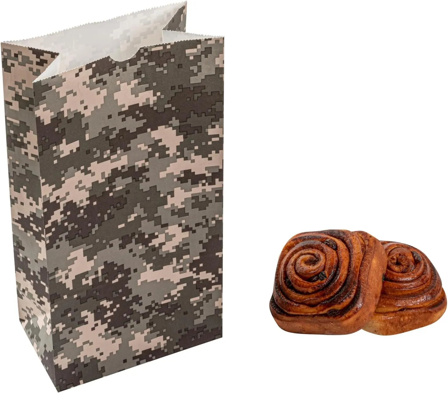 Restaurantware Bag Tek 6 LB Disposable Lunch Bags 100 Sturdy Take Out Bags - Flat Bottom Great For Restaurants Cafes And Bakeries Camouflage Paper Popcorn Bags Versatile For Grocery And More