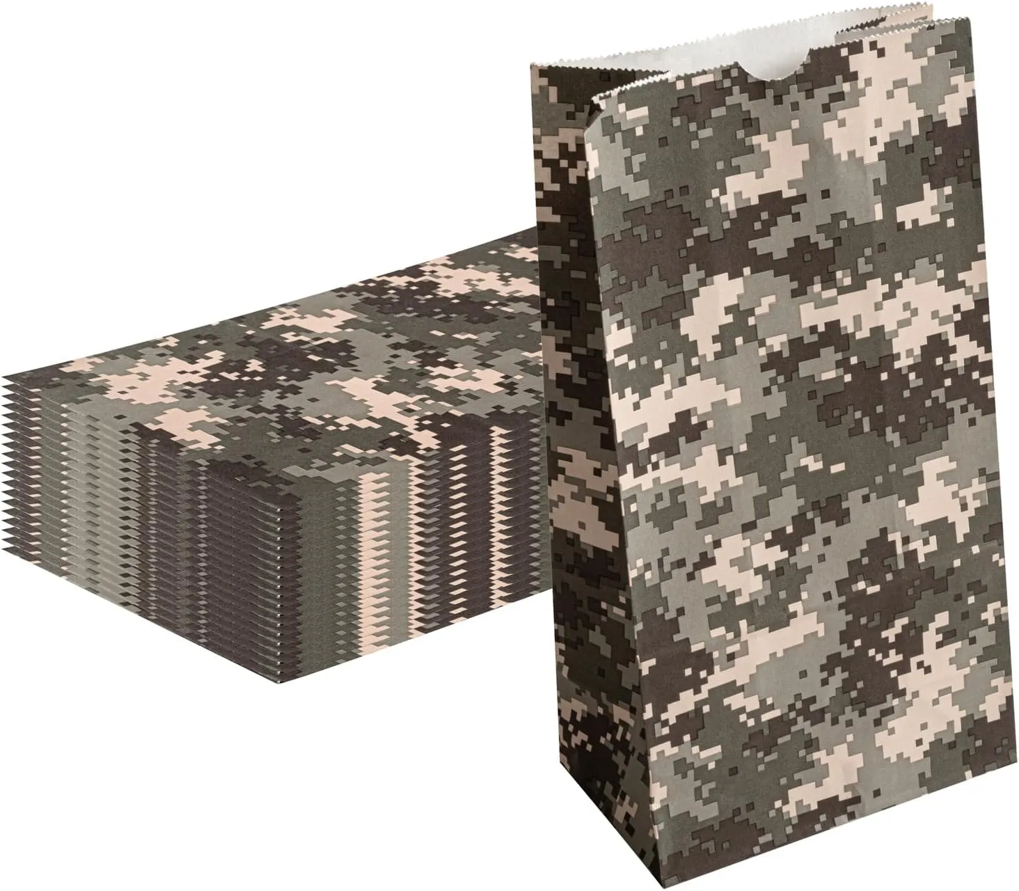Restaurantware Bag Tek 6 LB Disposable Lunch Bags 100 Sturdy Take Out Bags - Flat Bottom Great For Restaurants Cafes And Bakeries Camouflage Paper Popcorn Bags Versatile For Grocery And More