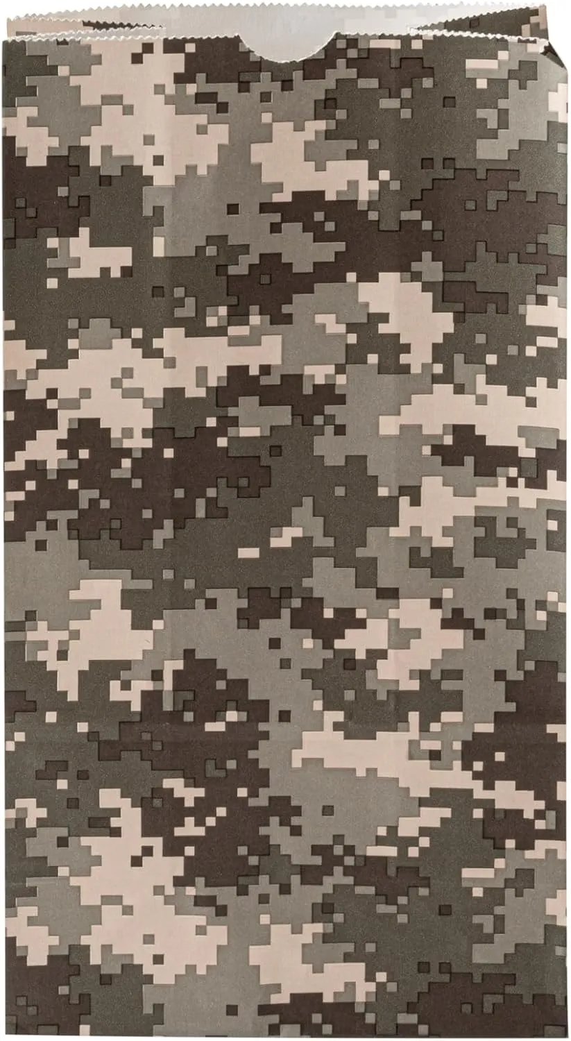 Restaurantware Bag Tek 6 LB Disposable Lunch Bags 100 Sturdy Take Out Bags - Flat Bottom Great For Restaurants Cafes And Bakeries Camouflage Paper Popcorn Bags Versatile For Grocery And More