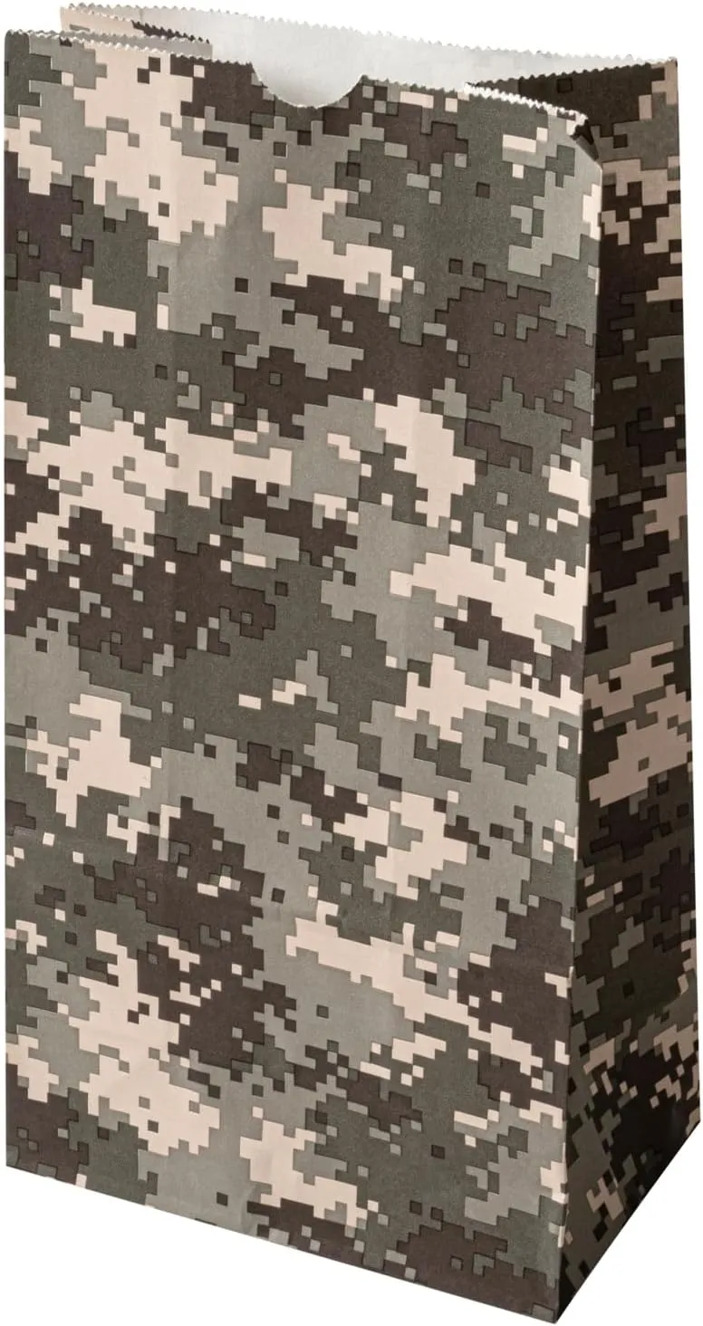 Restaurantware Bag Tek 6 LB Disposable Lunch Bags 100 Sturdy Take Out Bags - Flat Bottom Great For Restaurants Cafes And Bakeries Camouflage Paper Popcorn Bags Versatile For Grocery And More