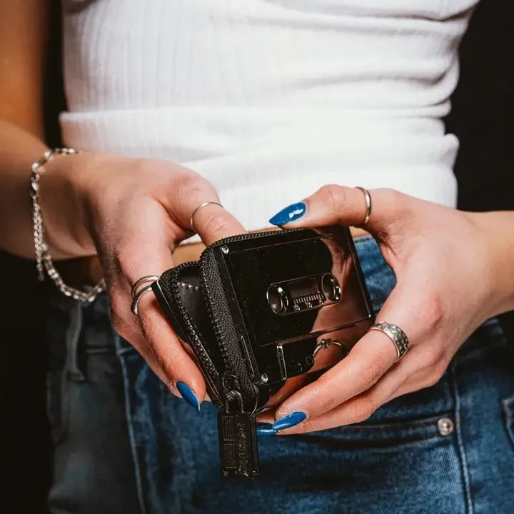 Retro 80's Cassette Tape Black Wallet