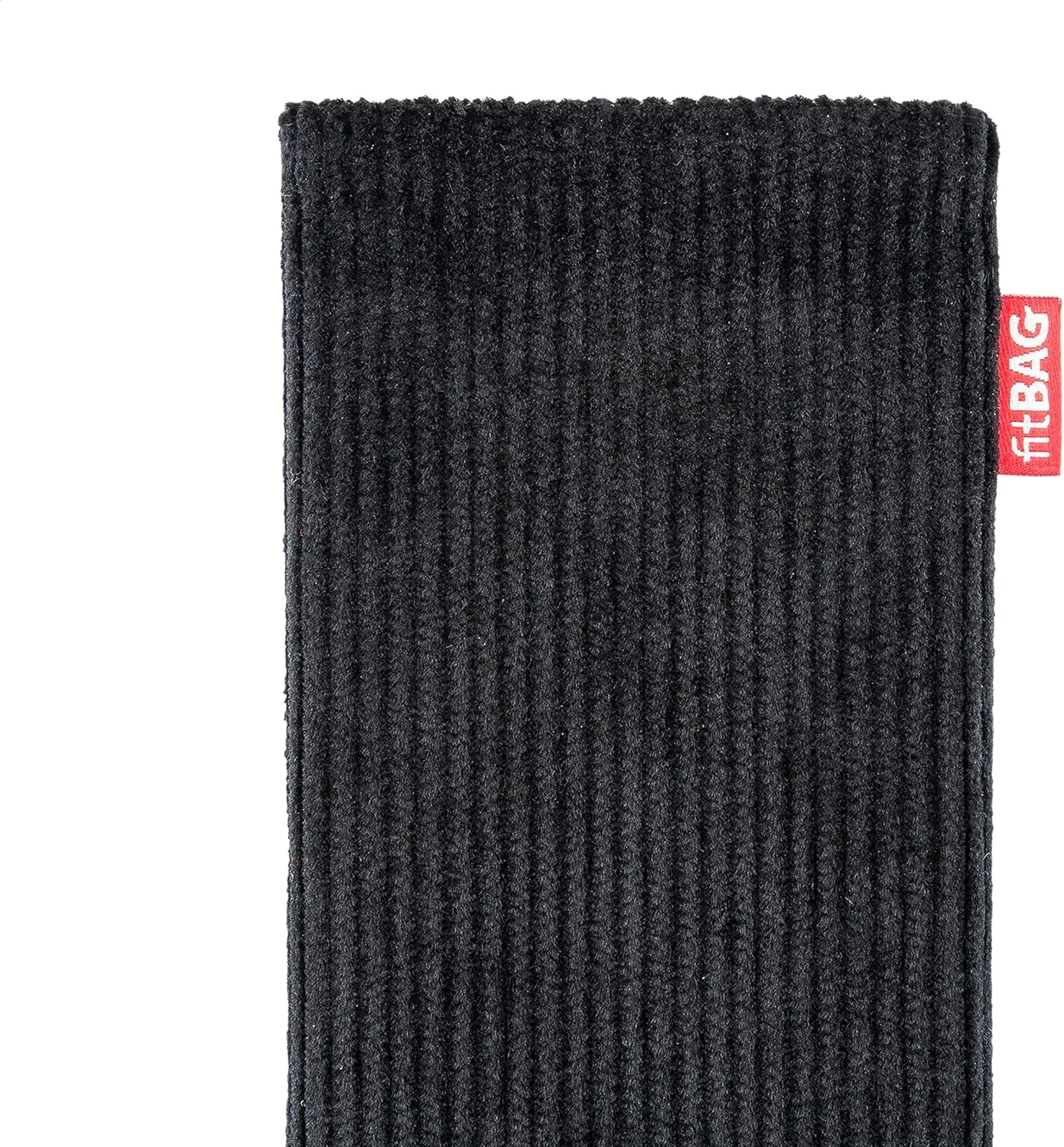 Retro Black Custom Tailored Sleeve for Mobistel Cynus F3. Fine Corduroy Pouch with Integrated Microfibre Lining for Display Cleaning