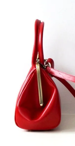 Retro Ledertasche Damen, Retro Bügeltasche "Sophie" in rot, Vintage Ledertasche, Henkeltasche, Schultertasche