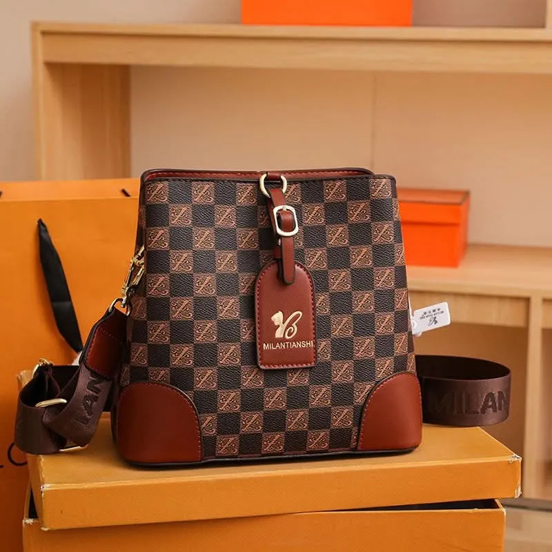 Retro Printed Ladies Bucket Shoulder Bag