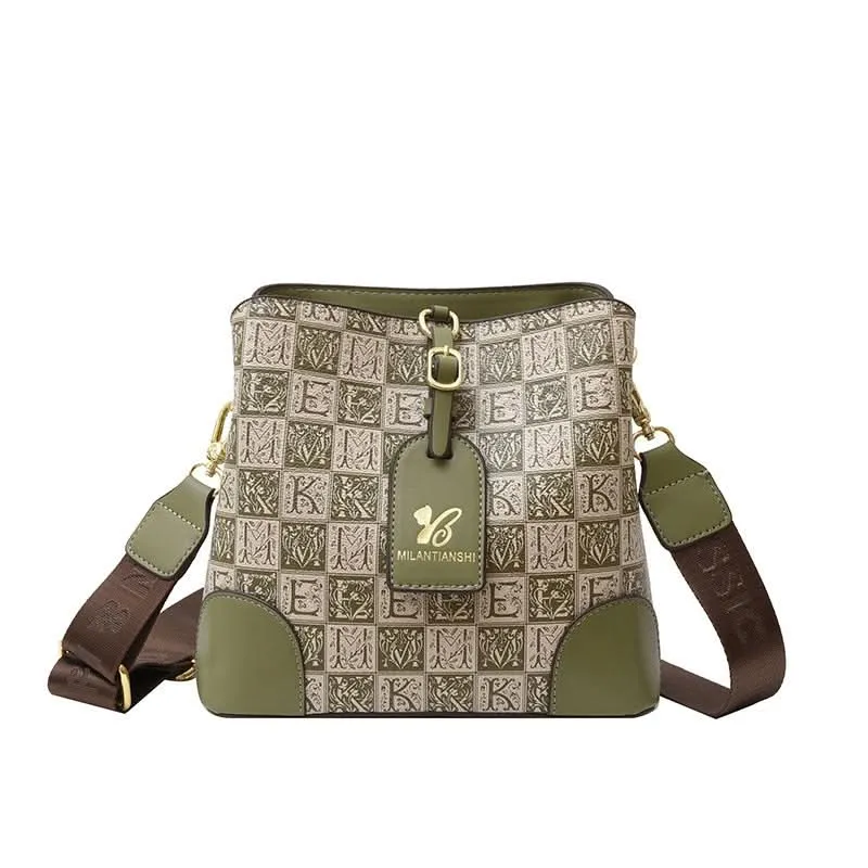 Retro Printed Ladies Bucket Shoulder Bag