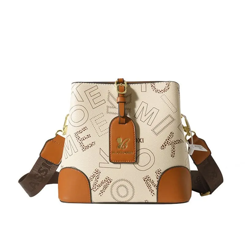Retro Printed Ladies Bucket Shoulder Bag