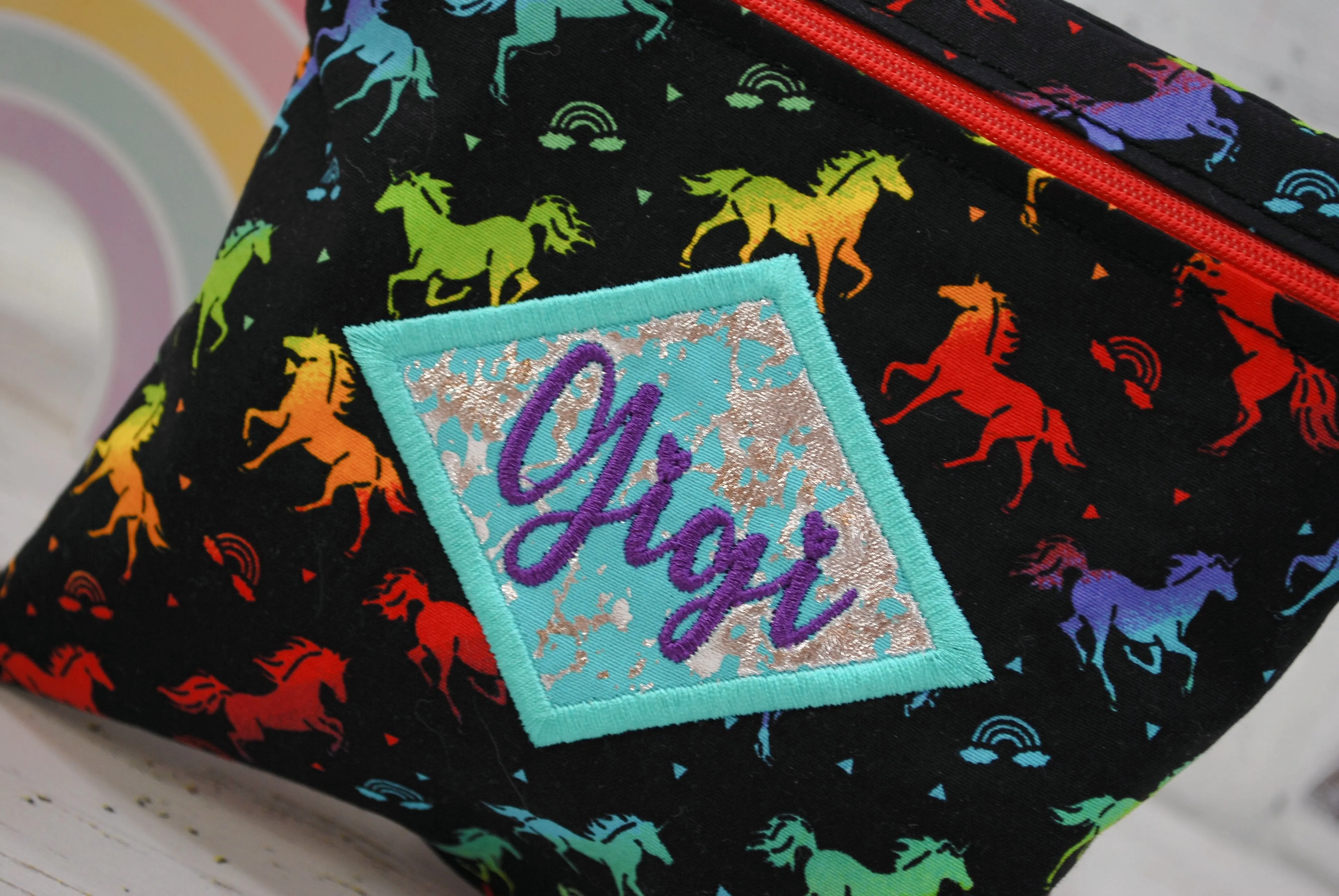 Retro Rainbow Unicorn Personalized Reusable Bag