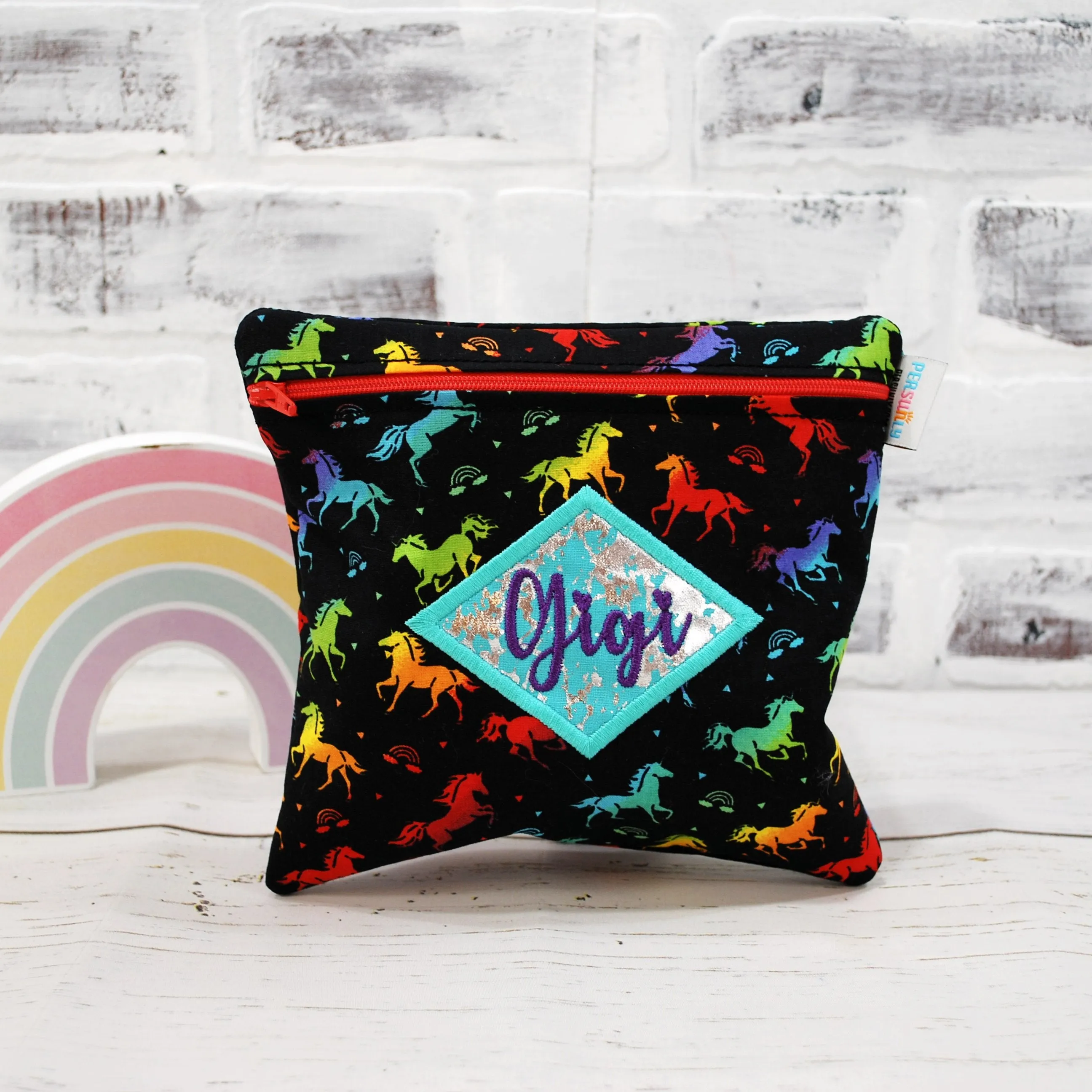 Retro Rainbow Unicorn Personalized Reusable Bag