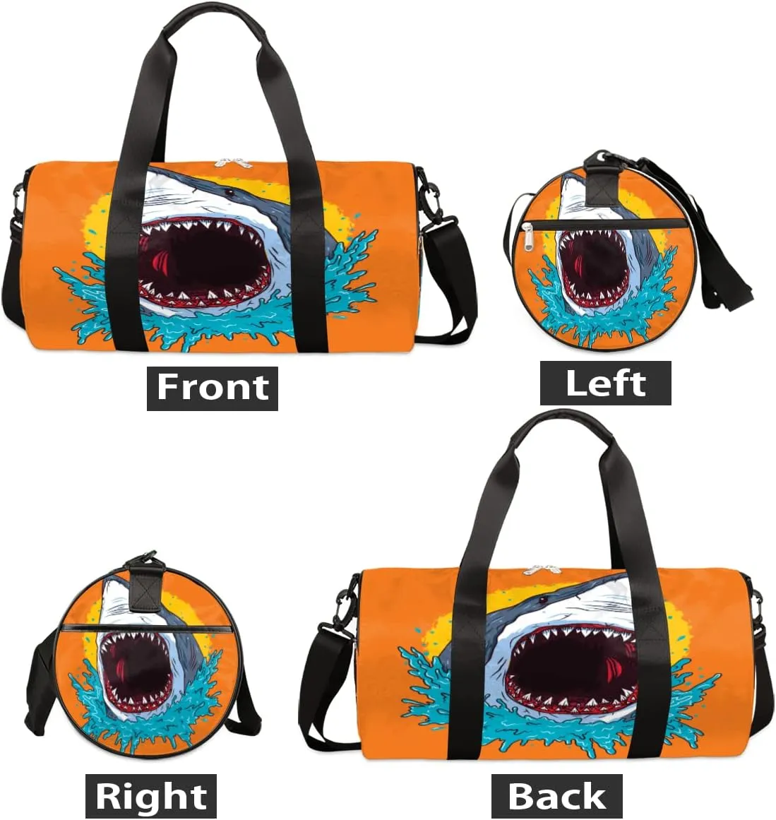Retro Shark Scary Gym Bag Small Gym Duffel Bags for Men Women Overnight Weekender Bag Lightweight Sport Duffle Bag Carry On Gymbag