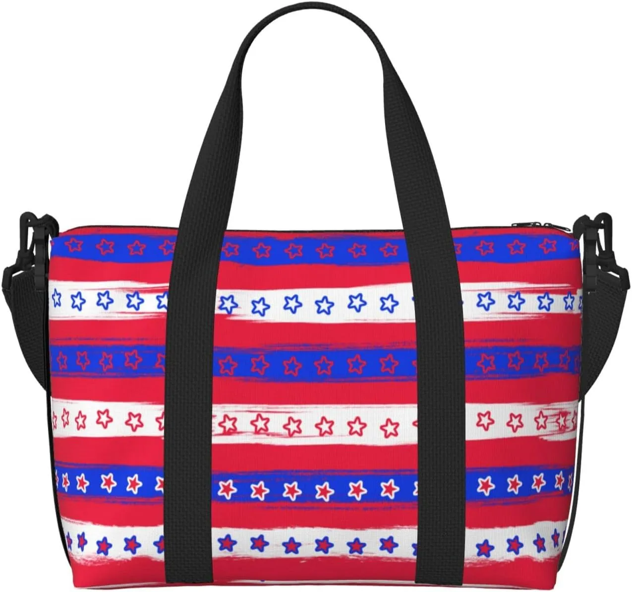 Retro Stars And Strips Travel Duffel Bags for Women Men, Sports Training Gym Bag Dance Bag with Adjustable Shoulder Strap Weekender Overnight Bag