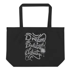 Retro Tote Bag - Dream Believe Achieve - Large Size