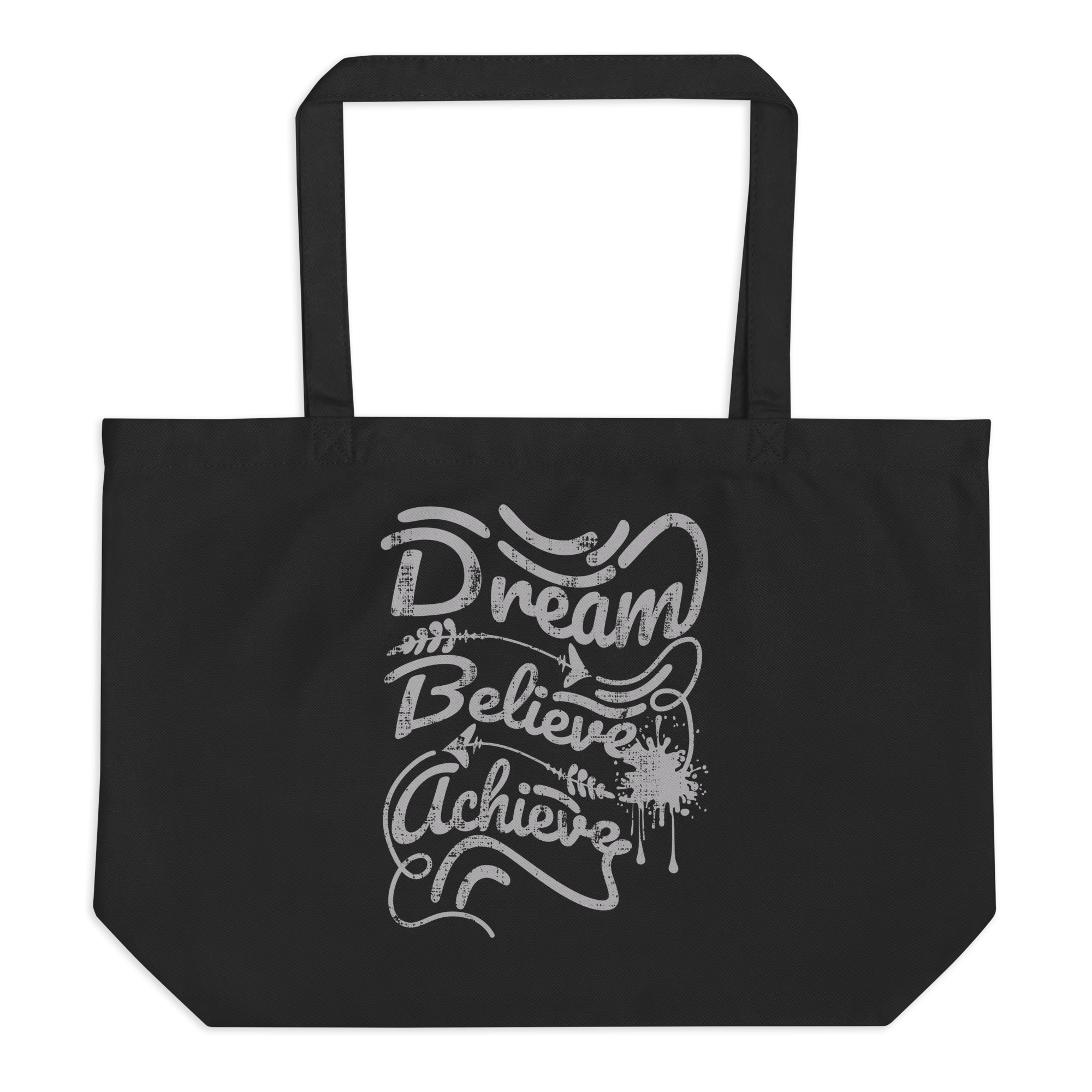 Retro Tote Bag - Dream Believe Achieve - Large Size