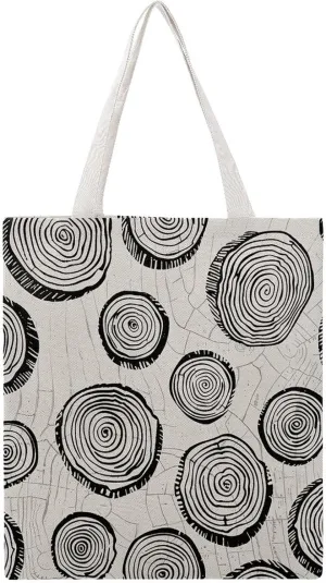 Reusable Grocery Bags Wood Ring Pattern Shopping Bag Lightweight Shoulder Bags Large Tote Bag for Travel Work Handbag