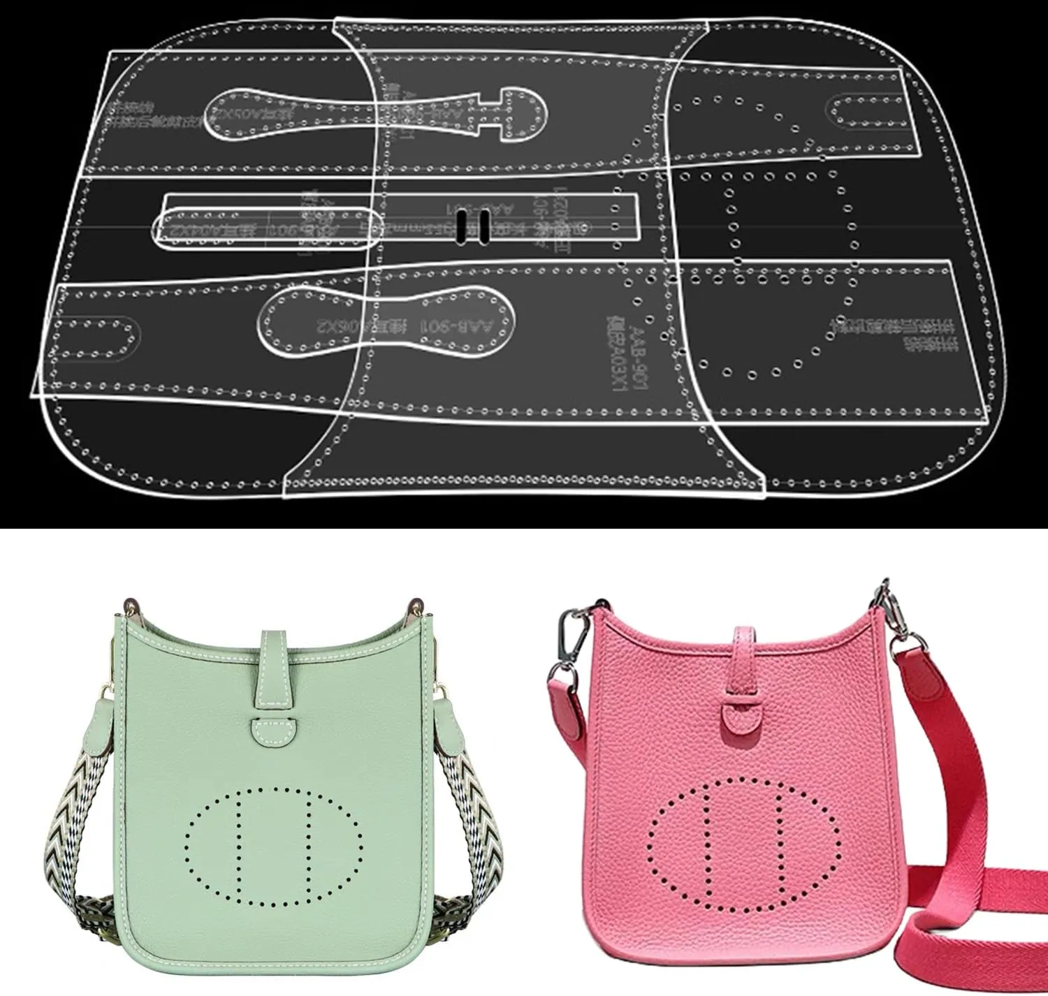 RIVEENY Handbag Shoulder Bag Acrylic Template Leather Pattern Acrylic Leather Pattern Leather Templates for Ladies' Shoulder Bags
