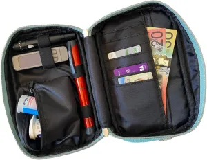 RockaDex Crossbody Bag - Diabetes Supplies Bags Organizer for Blood Sugar Test Strips, Medication, Glucose Meter, Pens, Insulin Syringes, Needles, Lancets. Insulated Bag. (Ebony)