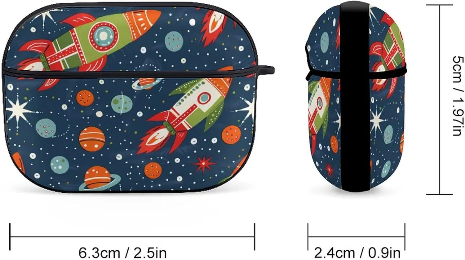 Rocket Funny Hard Case Compatible with Airpods Pro Earbuds Headset Cover Protective Storage Bag for Men Women