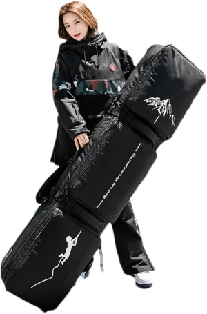 Roller Snowboard Bag with Wheels Snow Ski Bags for Air Travel Double Rolling Ski Bag Foldable Wheeled Ski Bag Large Capacity with Water-Resistant