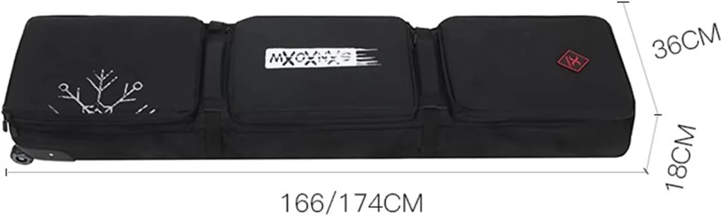 Roller Snowboard Bag with Wheels Snow Ski Bags for Air Travel Double Rolling Ski Bag Foldable Wheeled Ski Bag Large Capacity with Water-Resistant