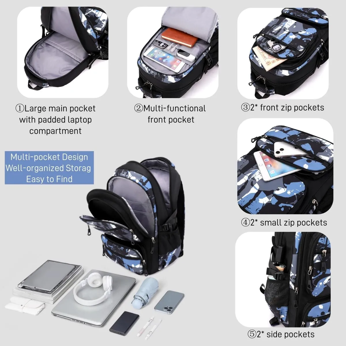 Rolling Backpack for Boys School Backpack with Wheels for Boys Wheeled Bookbags Trolley School Bags for Teens