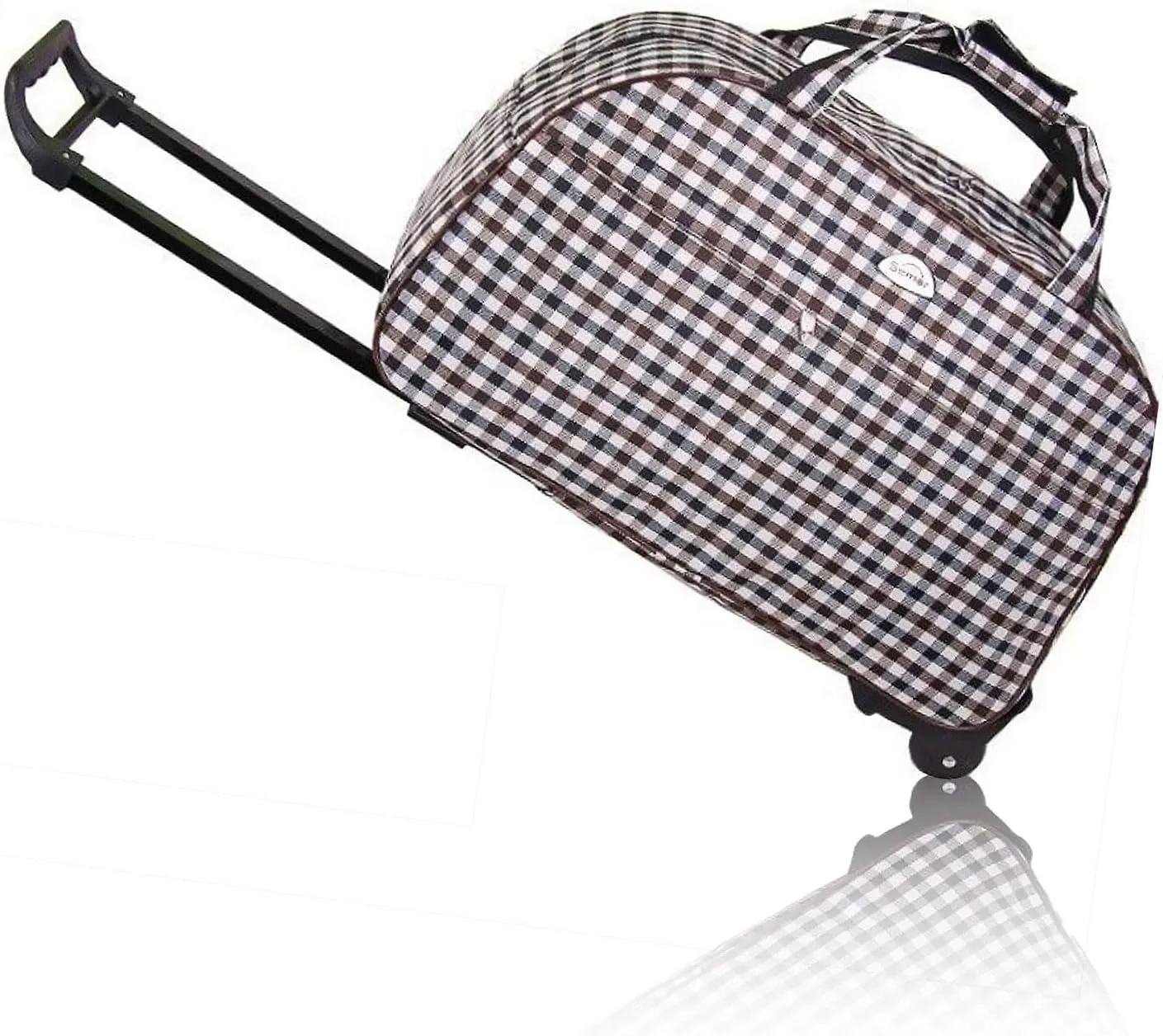 Rolling Duffle Bag 24" Rolling Wheeled Trolley Bag Tote Carry On Luggage Travel Duffel Bags (Gray & White Lattice)