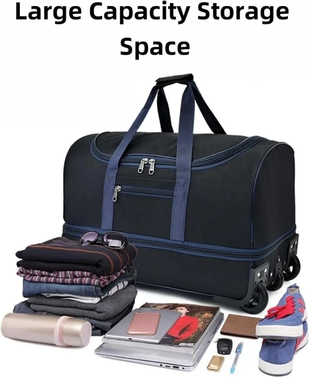 Rolling Garment Bags For Travel, Expandable Rolling Duffel Bag， Portable Trolley Bag Upgrade Travel Bag ，for Travel Carry On Suitcase Weekend Bag For Women Men(Green)