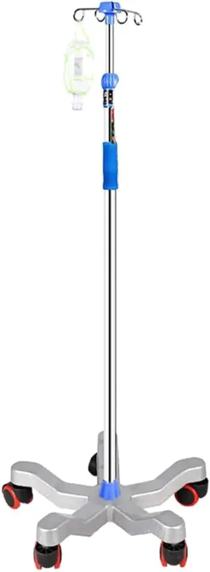 Rolling IV Stand with Cast Iron Base IV Poles Adjustable Floor IV Bag Holder with 5 Wheels and 4 Hooks IV Pole IV Bag Stand