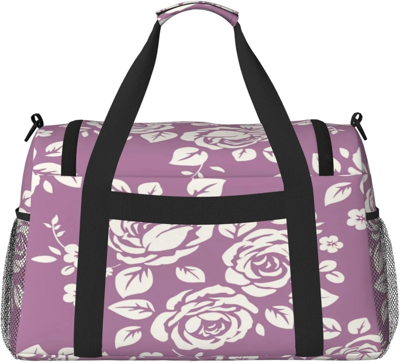 Rose Pattern Travel Duffel Bag Large Foldable Waterproof Overnight Bag For Beach Swim Bags Pool Sports Gym