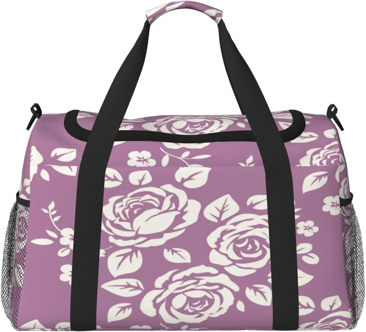 Rose Pattern Travel Duffel Bag Large Foldable Waterproof Overnight Bag For Beach Swim Bags Pool Sports Gym