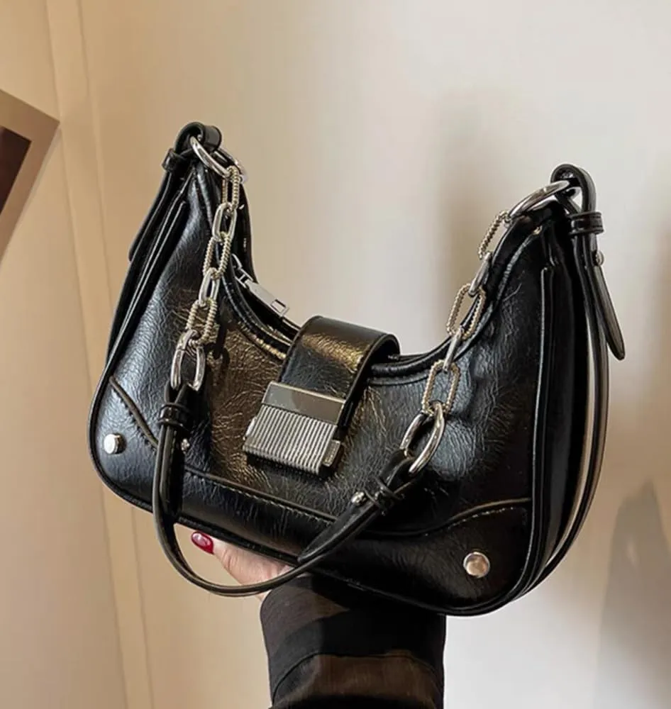 RTGGSEL Women's Contrast Color Plaid Striped Saddle Crossbody Shoulder Underarm Satchel Handbag Tote Clutch Purse Hobo Bag