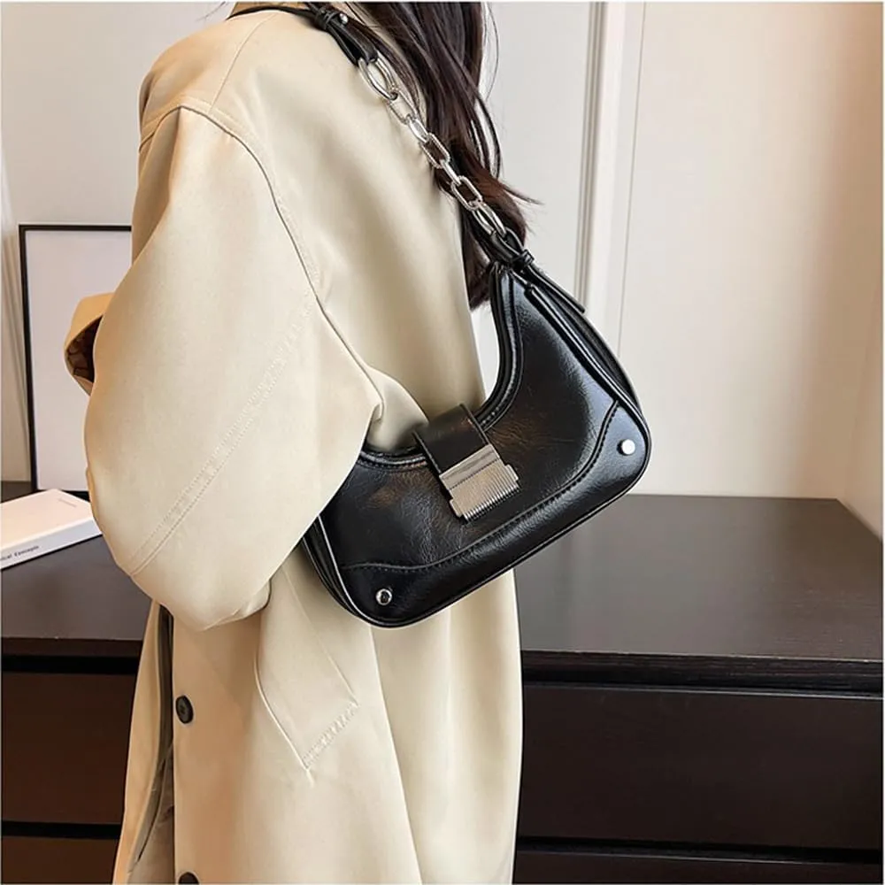 RTGGSEL Women's Contrast Color Plaid Striped Saddle Crossbody Shoulder Underarm Satchel Handbag Tote Clutch Purse Hobo Bag