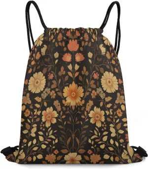 Rustic William Morris Daisy Drawstring Backpack,Drawstring Sackpack Drawstring Bags Cinch Bags Sports