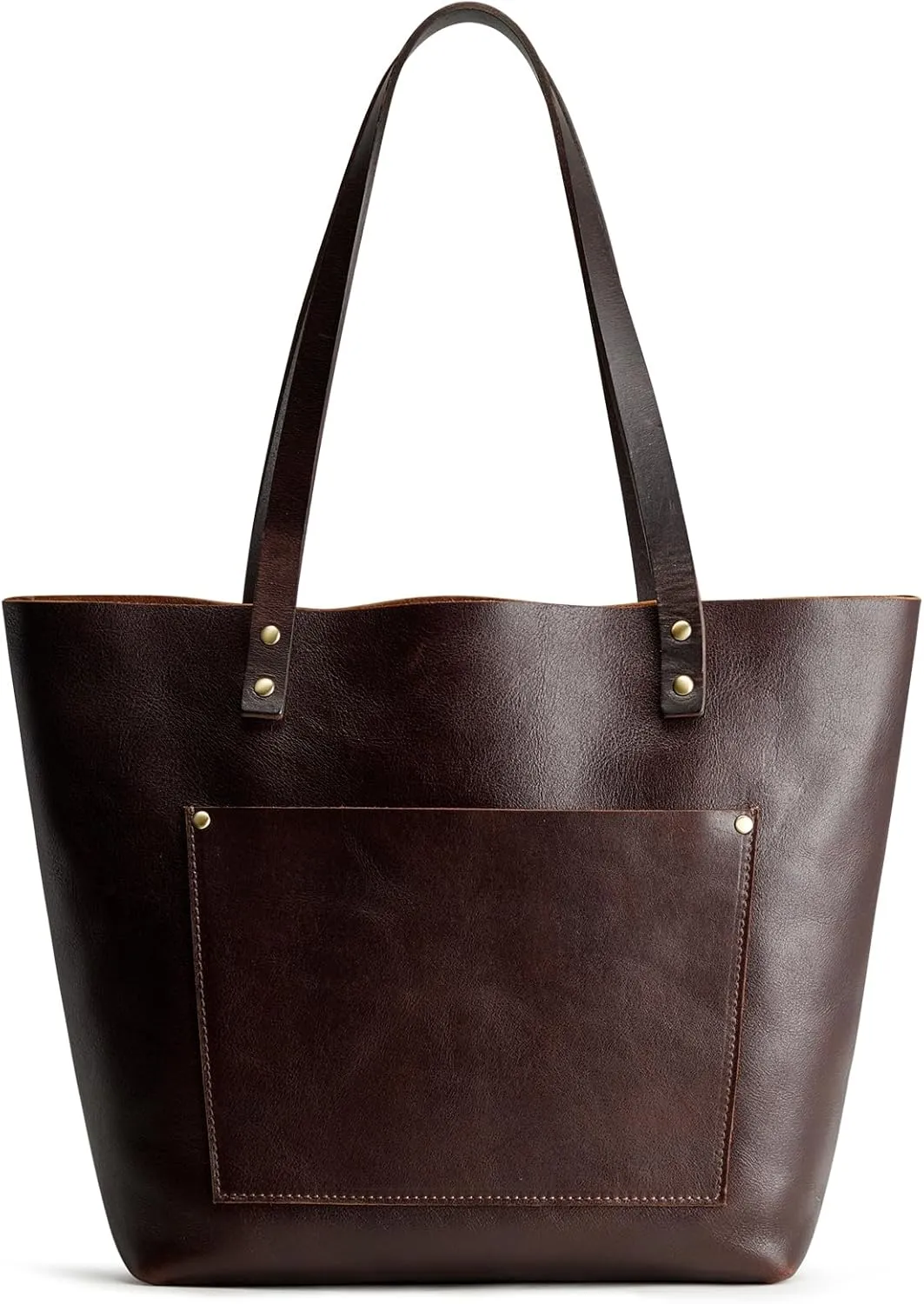 S-ZONE Leather Tote Bag for Women Large Work Shoulder Purses and Handbags with Outside Pocket