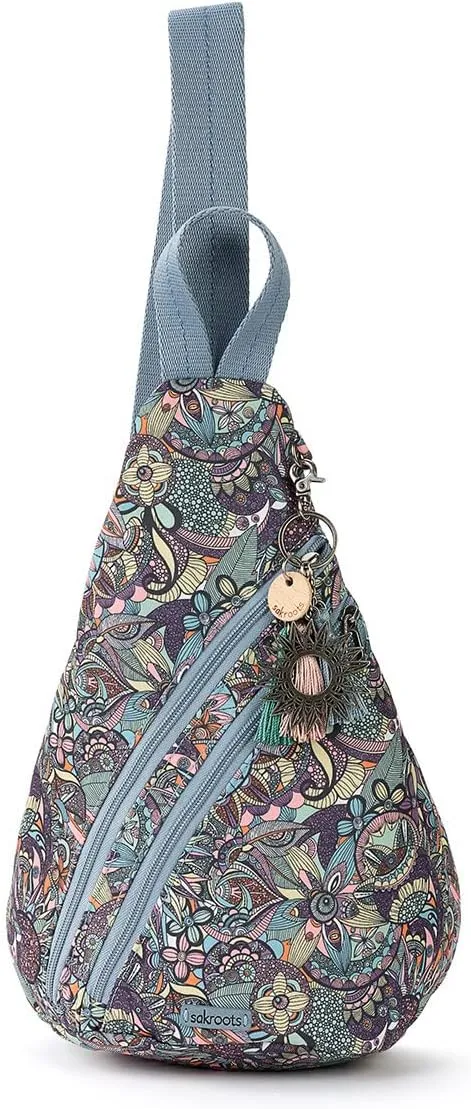 Sakroots Womens Twill, Large & Roomy With Closure, On The Go Sling Backpack in Nylon Eco Twill Main Zipper Closure Made From Recycled Materials, Sunray Spirit Desert, One Size US