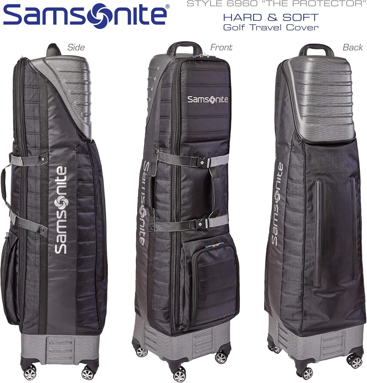 Samsonite "The Protector Hardside and Softside Golf Travel Bag with Shark Wheels, Waterproof Exterior