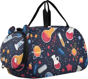 Science Chemistry Physics Pattern Sports Duffle Bag for Teens Girls Boys, Gym Bag with Shoe Compartment, Kids Travel Overnight Weekender Shoulder Bag