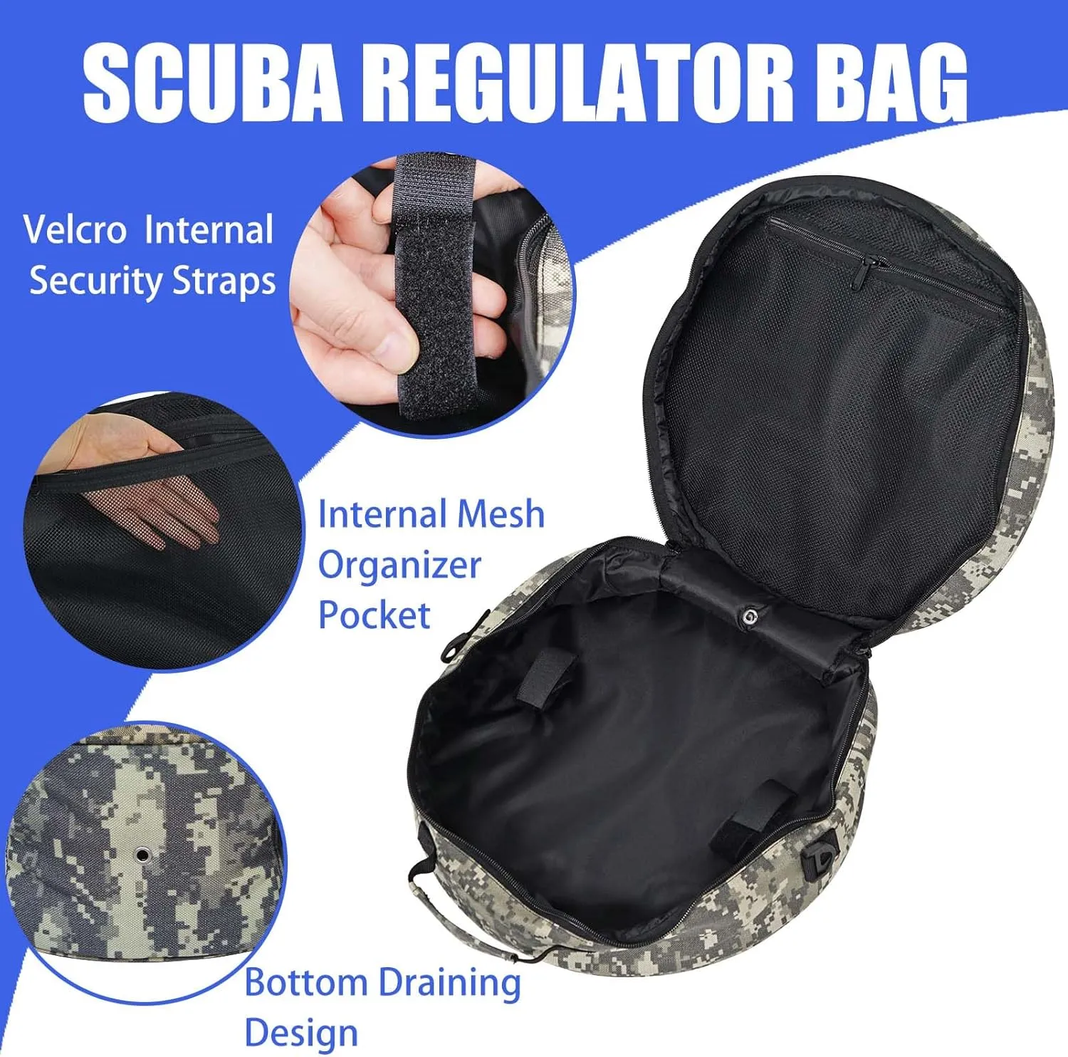 Scuba Regulator Bag, Diving Regulator Protective Bags with Double Lockable Zippers Carry on Bag for Dive Regulator with Adjustable Shoulder Strap