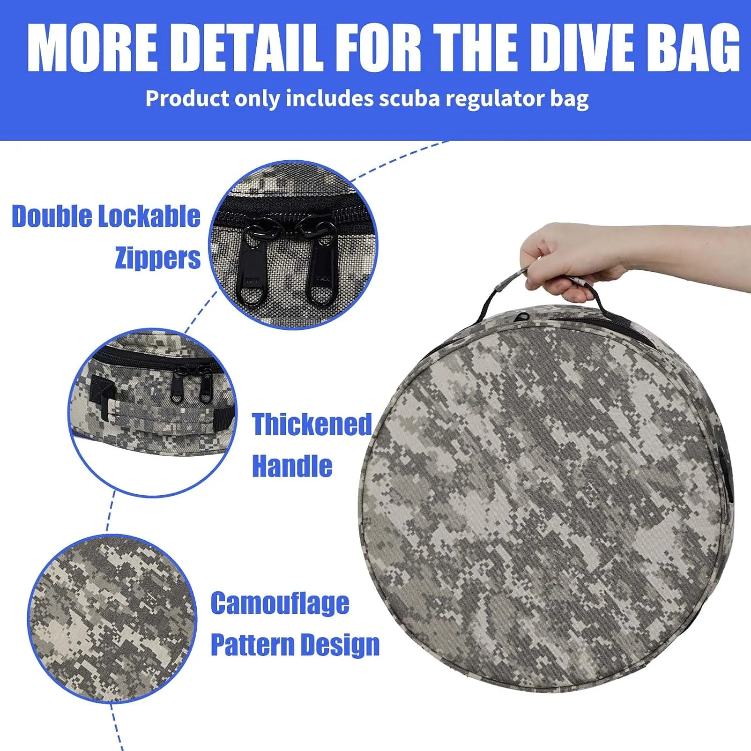 Scuba Regulator Bag, Diving Regulator Protective Bags with Double Lockable Zippers Carry on Bag for Dive Regulator with Adjustable Shoulder Strap