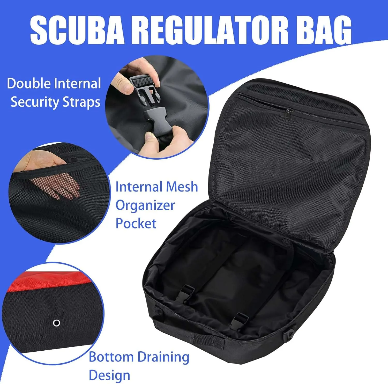 Scuba Regulator Bag, Diving Regulator Protective Bags with Double Lockable Zippers Carry on Bag for Dive Regulator with Adjustable Shoulder Strap