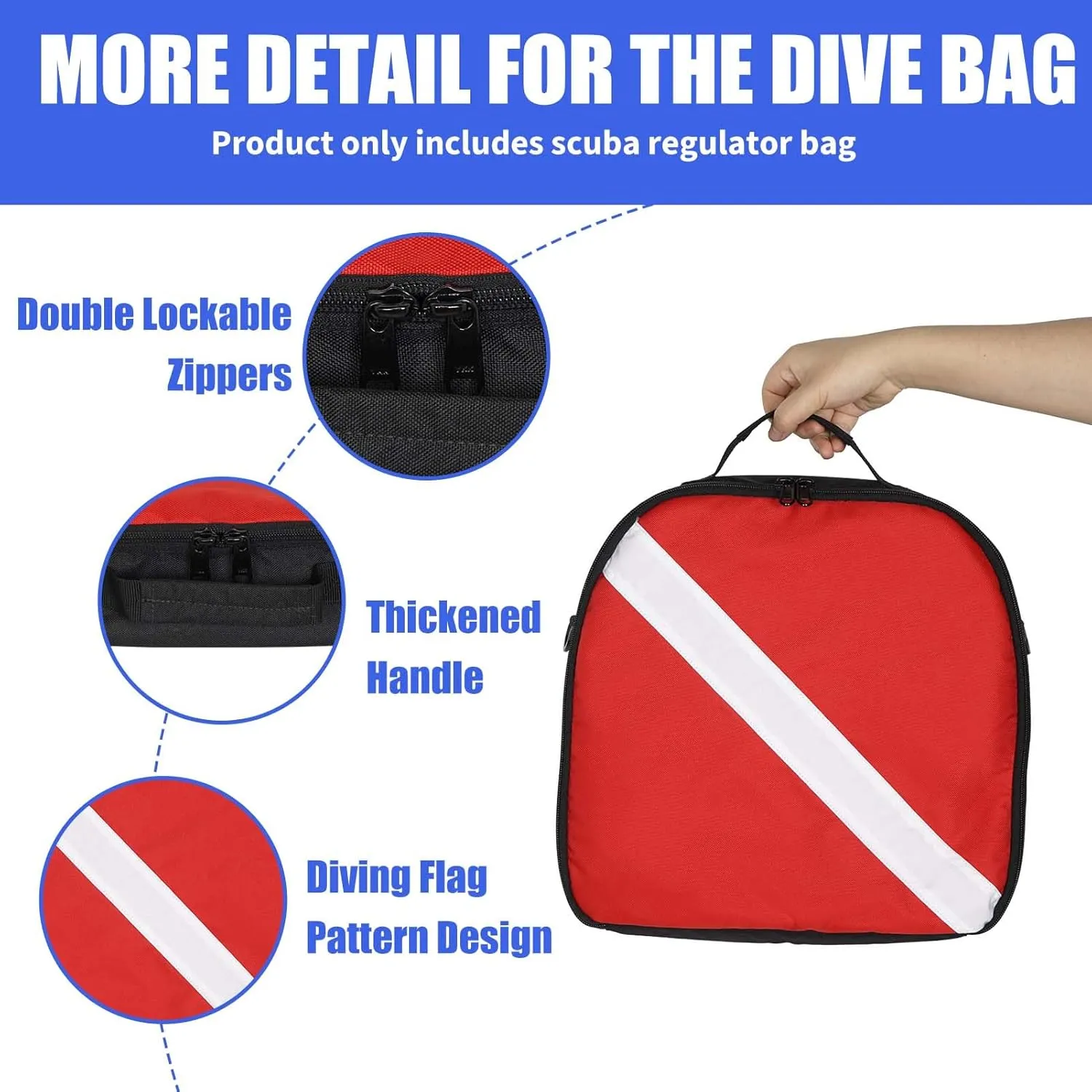 Scuba Regulator Bag, Diving Regulator Protective Bags with Double Lockable Zippers Carry on Bag for Dive Regulator with Adjustable Shoulder Strap