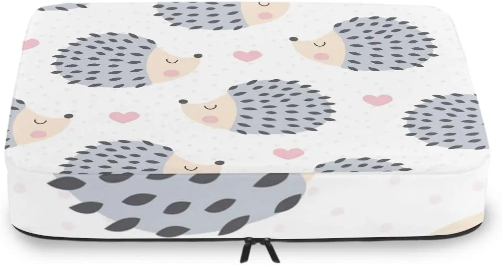 Seamless Cute Hedgehog Animal Pattern Travel Organizer Packing Cube Set of 4 Pcs Luggage Organizer Suitcase Storage Bag for Travel Business Camping Hiking Accessory