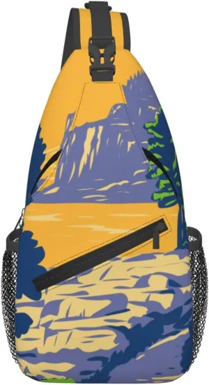 Seamless Picture Of The Woods And The Sea Crossbody Bags For Women Men Chest Backpack Gym Shoulder Bag Travel Outdoor Sports Casual Crossbody Bags