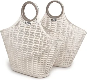 SEIRI 2 Pack, Retro Jelly Tote Bag for Beach, Pool, Gardening, Picnic, Laundry, Groceries