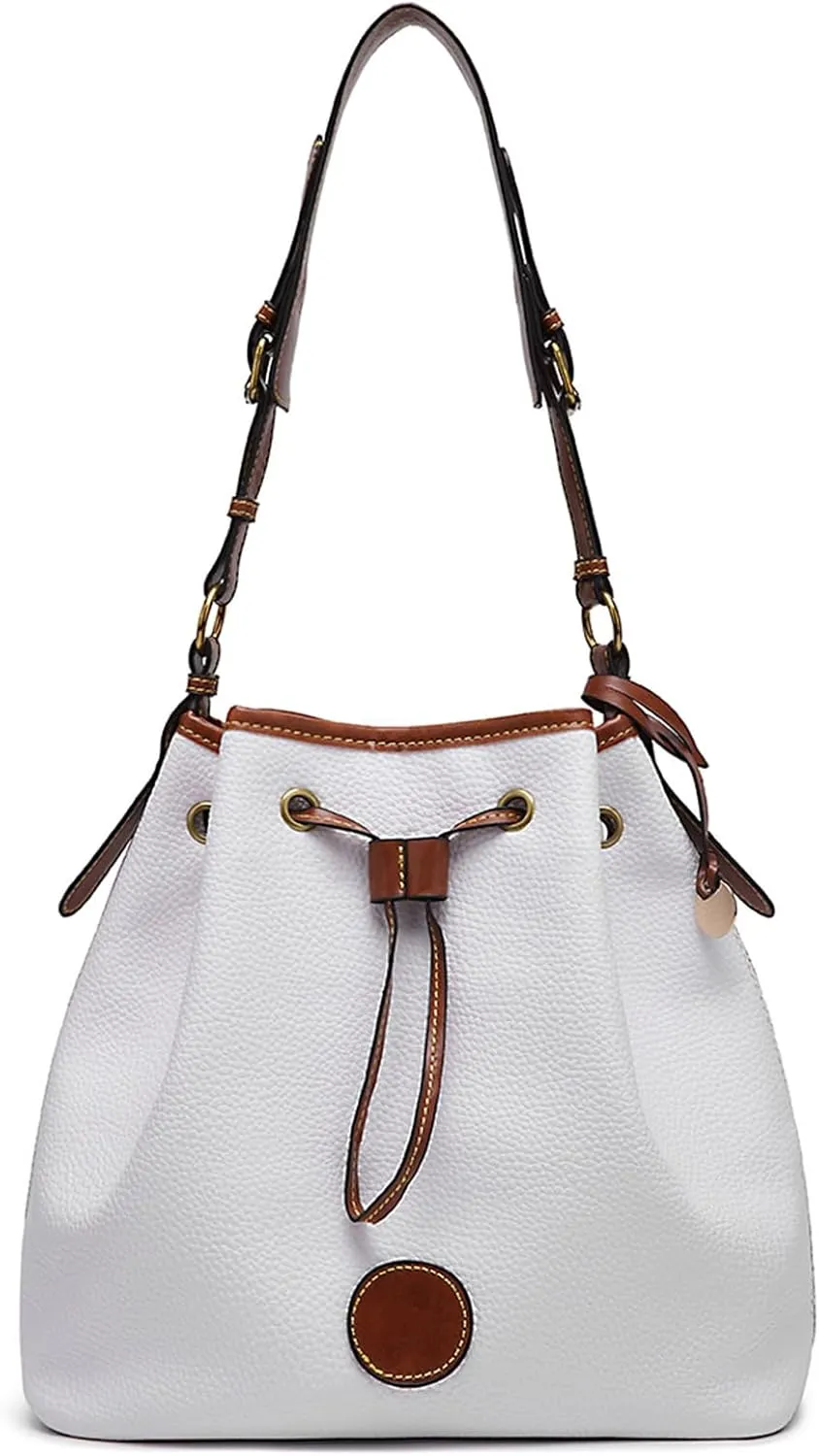 SENDEFN Bucket Shoulder Purses for Women Vegan Leather Bucket Bag Hobo Retro Handbags
