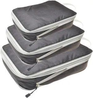 Set/3 Pieces Compressible Packing Travel Storage Bag Cubes Waterproof Suitcase Nylon Portable With Handbag Luggage Organizer(SNX-3SET-Matte Black)